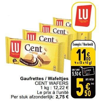 Promotions Gaufrettes - wafeltjes cent wafers - Lu - Valide de 23/04/2024 à 29/04/2024 chez Cora