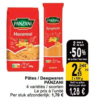 Promoties Pâtes - deegwaren panzani - Panzani - Geldig van 23/04/2024 tot 29/04/2024 bij Cora