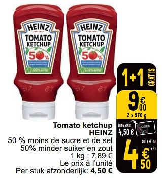 Promoties Tomato ketchup heinz - Heinz - Geldig van 23/04/2024 tot 29/04/2024 bij Cora
