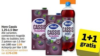 Promotions Hero cassis no bubbles zero - Hero - Valide de 22/04/2024 à 28/04/2024 chez Albert Heijn