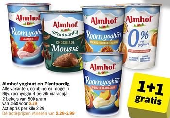 Promotions Roomyoghurt perzik maracuja - Almhof - Valide de 22/04/2024 à 28/04/2024 chez Albert Heijn