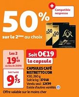 Promotions Capsules café ristretto l`or - Douwe Egberts - Valide de 23/04/2024 à 28/04/2024 chez Auchan Ronq