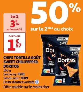 Promotions Chips tortilla goût sweet chili pepper doritos - Doritos - Valide de 23/04/2024 à 28/04/2024 chez Auchan Ronq