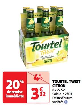 Promotions Tourtel twist citron - Tourtel - Valide de 23/04/2024 à 28/04/2024 chez Auchan Ronq