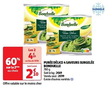 Promotions Purée délice 4 saveurs surgelée bonduelle - Bonduelle - Valide de 23/04/2024 à 28/04/2024 chez Auchan Ronq