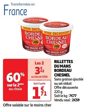 Promotions Rillettes du mans bordeau chesnel - Bordeau Chesnel - Valide de 23/04/2024 à 28/04/2024 chez Auchan Ronq