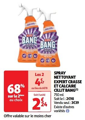 Promotions Spray nettoyant expert crasse et calcaire cillit bang - Cillit Bang - Valide de 23/04/2024 à 28/04/2024 chez Auchan Ronq