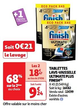 Promotions Tablettes lave-vaisselle ultimate plus finish - Finish - Valide de 23/04/2024 à 28/04/2024 chez Auchan Ronq