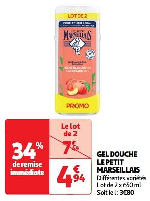 Promotions Gel douche le petit marseillais - Le Petit Marseillais - Valide de 23/04/2024 à 28/04/2024 chez Auchan Ronq