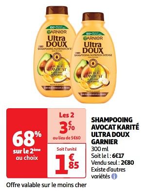 Promotions Shampooing avocat karité ultra doux garnier - Garnier - Valide de 23/04/2024 à 28/04/2024 chez Auchan Ronq