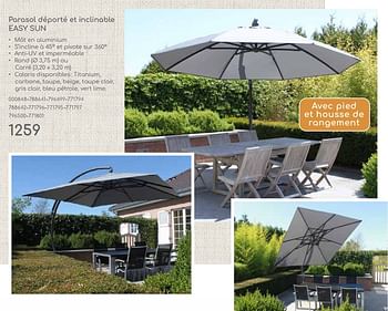Promoties Parasol déporté et inclinable easy sun - Huismerk - Mr. Bricolage - Geldig van 23/04/2024 tot 30/06/2024 bij Mr. Bricolage