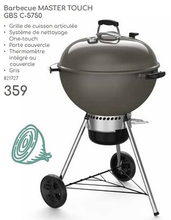 Promoties Weber barbecue master touch gbs c 5750 - Weber - Geldig van 23/04/2024 tot 30/06/2024 bij Mr. Bricolage