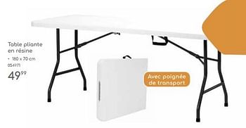 Promoties Table pliante en résine - Huismerk - Mr. Bricolage - Geldig van 23/04/2024 tot 30/06/2024 bij Mr. Bricolage