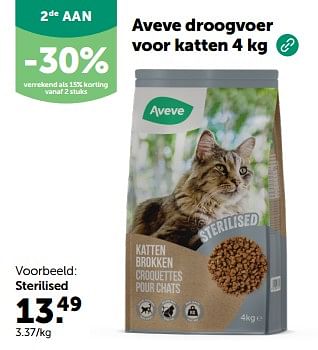 Promotions Aveve droogvoer voor katten sterilised - Produit maison - Aveve - Valide de 24/04/2024 à 05/05/2024 chez Aveve