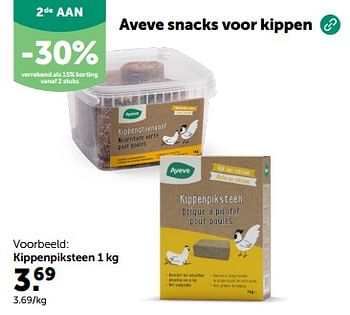 Promotions Aveve snacks voor kippen kippenpiksteen - Produit maison - Aveve - Valide de 24/04/2024 à 05/05/2024 chez Aveve