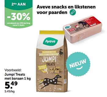 Promotions Aveve snacks voor paarden jumpi treats met banaan - Produit maison - Aveve - Valide de 24/04/2024 à 05/05/2024 chez Aveve