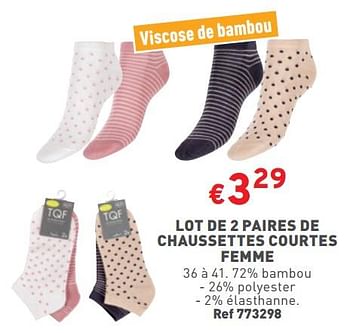Promotions Lot de 2 paires de chaussettes courtes femme - Produit maison - Trafic  - Valide de 24/04/2024 à 29/04/2024 chez Trafic