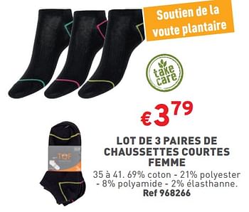 Promoties Lot de 3 paires de chaussettes courtes femme - Huismerk - Trafic  - Geldig van 24/04/2024 tot 29/04/2024 bij Trafic