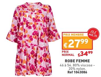 Promotions Robe femme - Produit maison - Trafic  - Valide de 24/04/2024 à 29/04/2024 chez Trafic