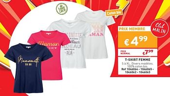 Promoties T-shirt femme - Huismerk - Trafic  - Geldig van 24/04/2024 tot 29/04/2024 bij Trafic