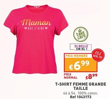 Promotions T-shirt femme grande taille - Produit maison - Trafic  - Valide de 24/04/2024 à 29/04/2024 chez Trafic