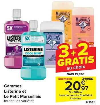 Promoties Bain de bouche cool mint listerine - Listerine - Geldig van 24/04/2024 tot 06/05/2024 bij Carrefour