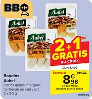 Promotions Boudins blancs grillés - Aubel - Valide de 24/04/2024 à 06/05/2024 chez Carrefour