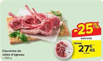 Promotions Couronne de côtes d’agneau - Produit maison - Carrefour  - Valide de 24/04/2024 à 06/05/2024 chez Carrefour