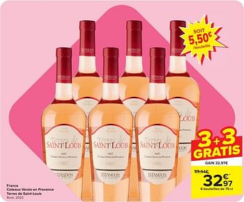 Promoties France coteaux varois en provence terres de saint-louis rosé - Rosé wijnen - Geldig van 24/04/2024 tot 06/05/2024 bij Carrefour