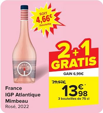 Promoties France igp atlantique mimbeau rosé - Rosé wijnen - Geldig van 24/04/2024 tot 06/05/2024 bij Carrefour