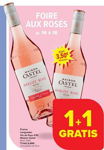 Promoties France languedoc vin de pays d’oc maison castel rosé - Rosé wijnen - Geldig van 24/04/2024 tot 06/05/2024 bij Carrefour