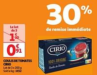 Promotions Coulis de tomates cirio - CIRIO - Valide de 23/04/2024 à 29/04/2024 chez Auchan Ronq