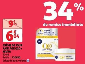 Promotions Crème de jour anti âge q10 + nivea - Nivea - Valide de 23/04/2024 à 29/04/2024 chez Auchan Ronq