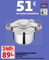 Promotions Autocuiseur clipso minut eco respect - Tefal - Valide de 23/04/2024 à 29/04/2024 chez Auchan Ronq