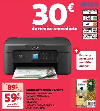 Promotions Imprimante epson xp-3205 - Epson - Valide de 23/04/2024 à 29/04/2024 chez Auchan Ronq