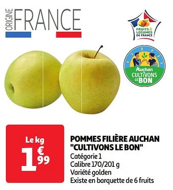 Promotions Pommes filière auchan cultivons le bon - Produit Maison - Auchan Ronq - Valide de 23/04/2024 à 29/04/2024 chez Auchan Ronq