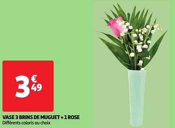 Promoties Vase 3 brins de muguet + 1 rose - Huismerk - Auchan - Geldig van 23/04/2024 tot 29/04/2024 bij Auchan
