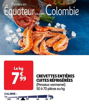 Promotions Crevettes entières cuites réfrigérées - Produit Maison - Auchan Ronq - Valide de 23/04/2024 à 29/04/2024 chez Auchan Ronq