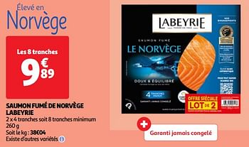 Promotions Saumon fumé de norvège labeyrie - Labeyrie - Valide de 23/04/2024 à 29/04/2024 chez Auchan Ronq