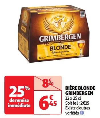 Promotions Bière blonde grimbergen - Grimbergen - Valide de 23/04/2024 à 29/04/2024 chez Auchan Ronq