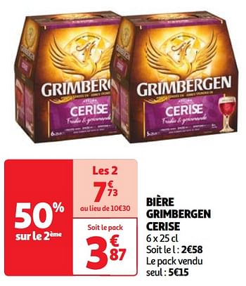 Promotions Bière grimbergen cerise - Grimbergen - Valide de 23/04/2024 à 29/04/2024 chez Auchan Ronq