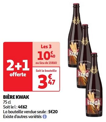 Promotions Bière kwak - Kwak - Valide de 23/04/2024 à 29/04/2024 chez Auchan Ronq