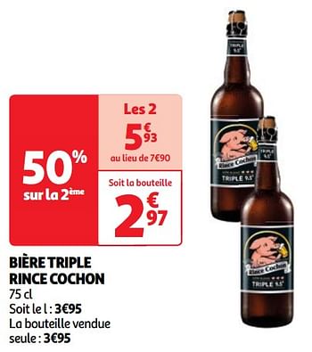 Promotions Bière triple rince cochon - Produit Maison - Auchan Ronq - Valide de 23/04/2024 à 29/04/2024 chez Auchan Ronq