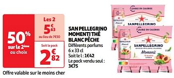 Promotions San pellegrino momenti thé blanc pêche - San Pellegrino - Valide de 23/04/2024 à 29/04/2024 chez Auchan Ronq