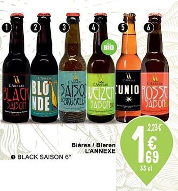Promoties Bières - bieren l’annexe black saison - L'Annexe - Geldig van 23/04/2024 tot 29/04/2024 bij Cora