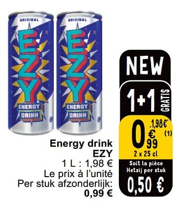 Promotions Energy drink ezy - Ezy - Valide de 23/04/2024 à 29/04/2024 chez Cora