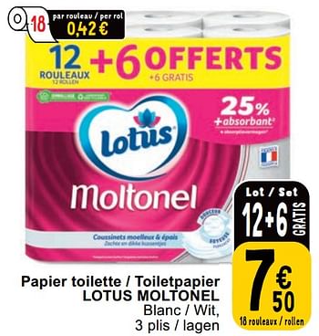 Promoties Papier toilette - toiletpapier lotus moltonel - Lotus Nalys - Geldig van 23/04/2024 tot 29/04/2024 bij Cora