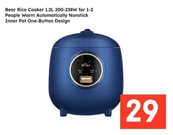 Promotions Bear rice cooker for 1-2 people warm automatically nonstick inner pot one button design - Bear - Valide de 21/04/2024 à 04/05/2024 chez Ochama