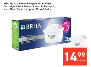 Promoties Brita maxtra pro kalk expert water filter cartridge better limescale removal - Brita - Geldig van 21/04/2024 tot 04/05/2024 bij Ochama