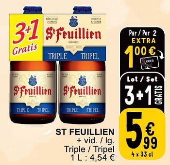 Promotions St feuillien triple - tripe - St Feuillien - Valide de 23/04/2024 à 29/04/2024 chez Cora
